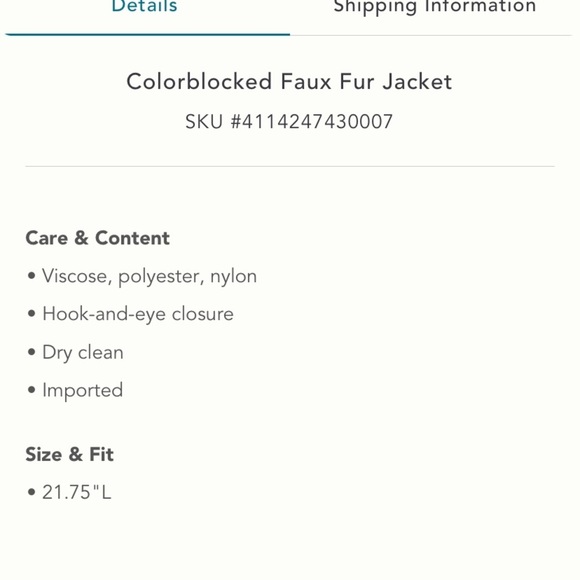 Anthropologie NWT Colorblocked Faux Fur Jacket Size M. - Picture 5 of 5